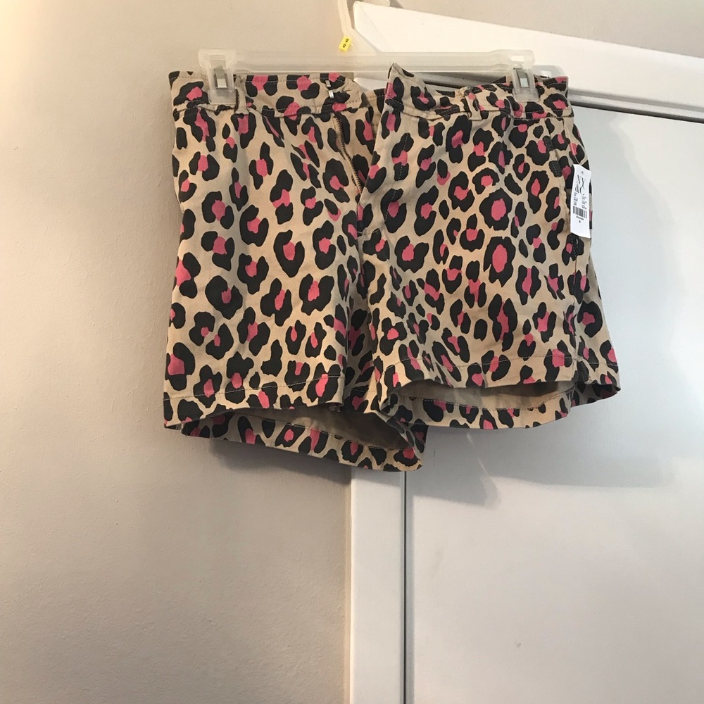 Pink leopard print shorts